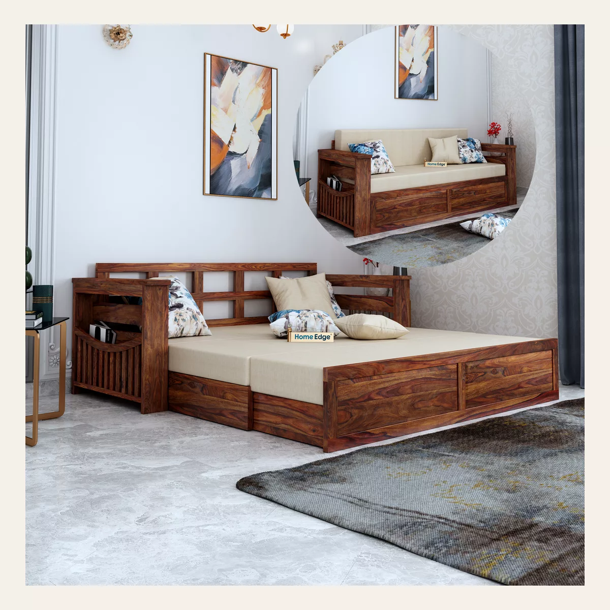 Adline Sofa Cum Bed — Teak