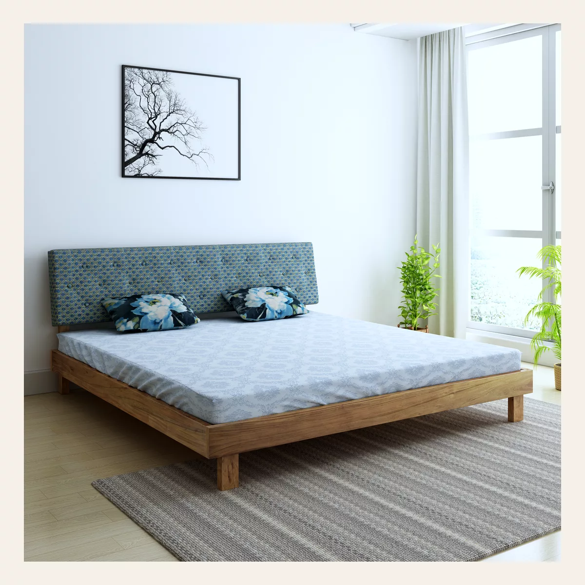 Long Bottom King Blue Bed