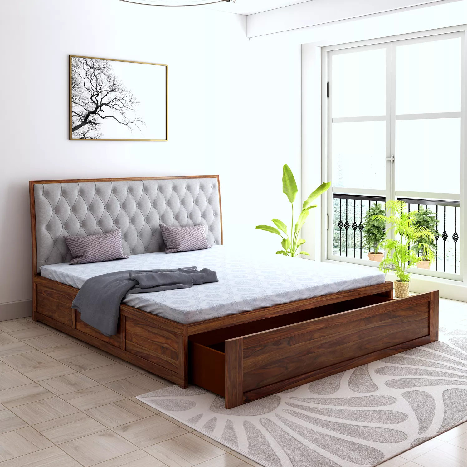 Avon King Grey Box Storage Bed